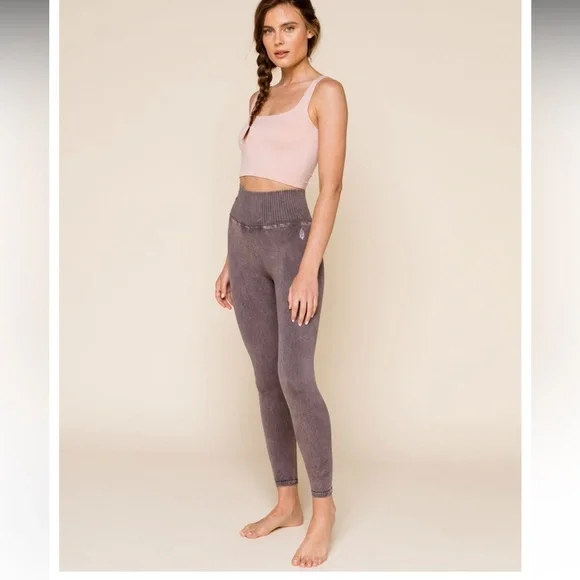 NWOT FREE PEOPLE FP Movement Good Karma Womens Leggings washed gray XS/S - Picture 3 of 7